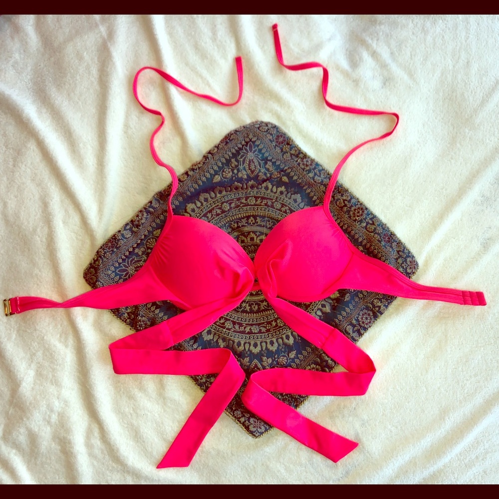Xhilaration padded hot pink bikini top - medium